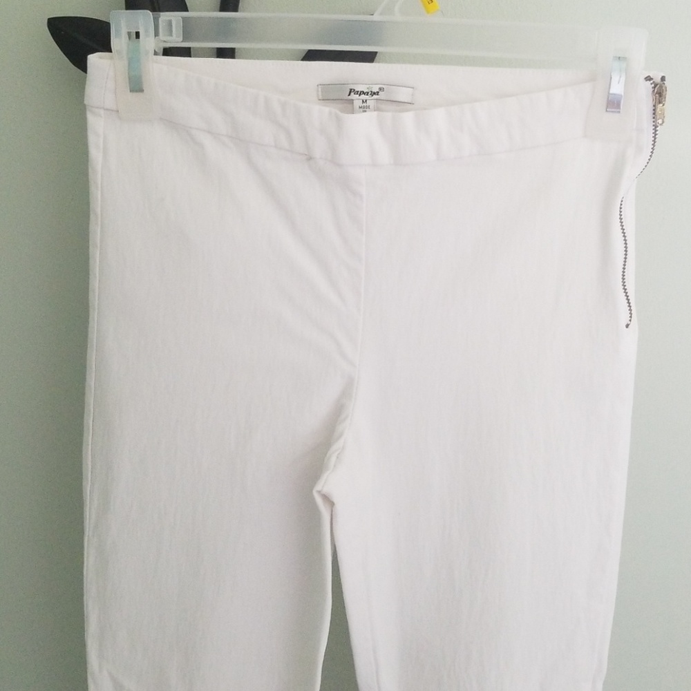 White stretchy pants